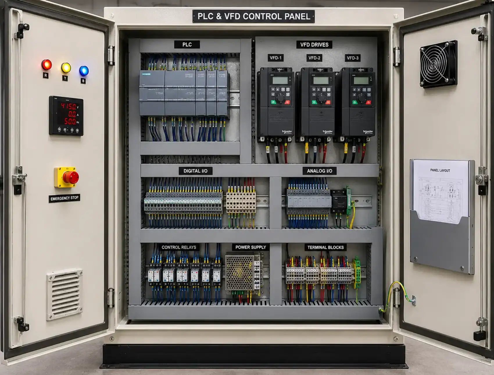 PLC and VFD Control Panel